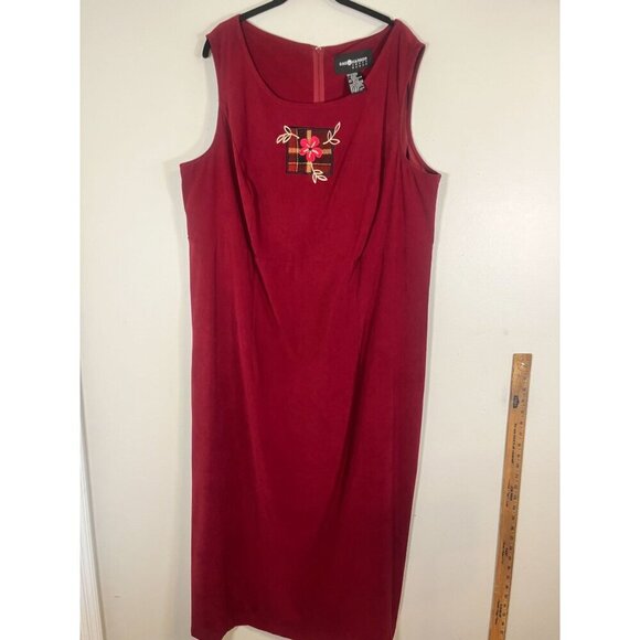 Retro Floral Plaid Dress Set Red 22W Festive Holiday Cottagecore Boho Indie Folk - Picture 6 of 15